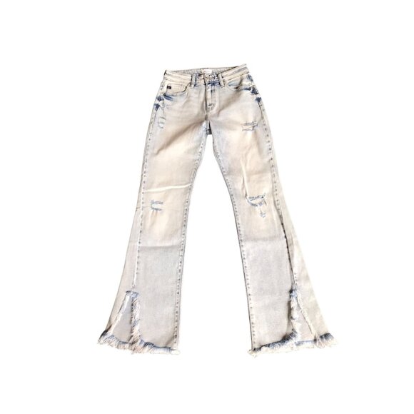 KanCan Light Wash Distressed Flare Jean - Picture 4 of 7